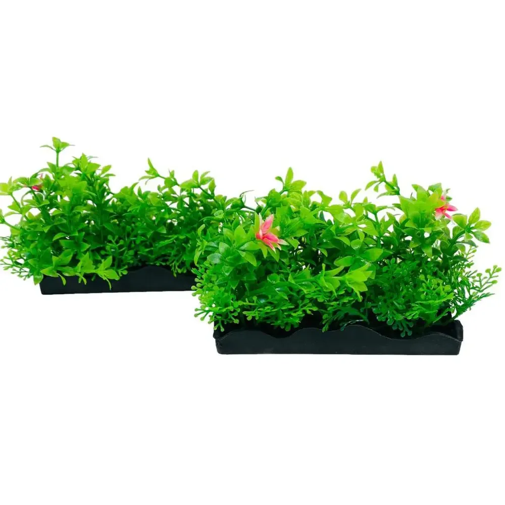 Penn Plax Aquarium Fish Tank Plant Medium Green/Pink Bunch Plant (2 pack)